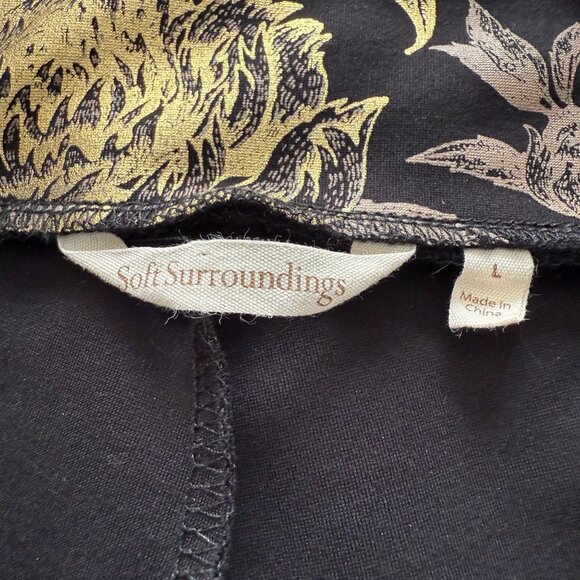 Soft Surroundings Mini Boot Cut Moonstruck Gold Metallic Floral Pull On Stretch - Picture 5 of 13